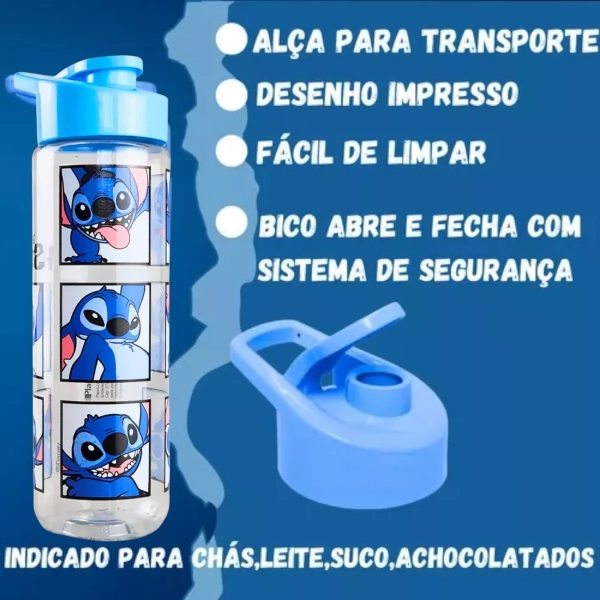 Garrafa De Água Squeeze Stitch Plástico 700ml Escolar - Image 2