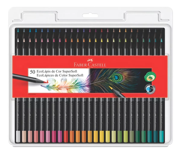 Lápis de Cor Redondo Supersoft 50 Cores - Faber-Castell