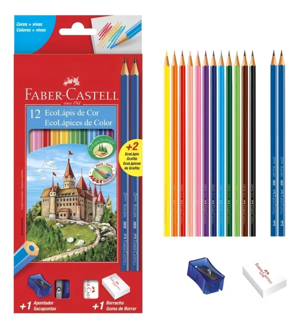 Lapis de cor (sextavado) Ecolapis 12 Cores c/Kit - Faber-Castell - Image 2