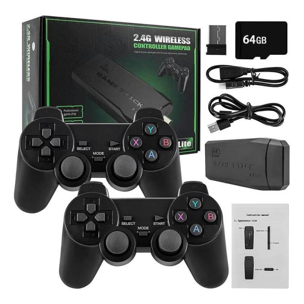 Vídeo Game Stick Controle Sem Fio 64GB mais 10000 jogos 9 emuladores 3EX - M8 / GT-J15